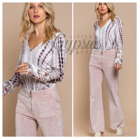 POL Vintage Wash Pink Cords Flare Jeans - Picture 2 of 12